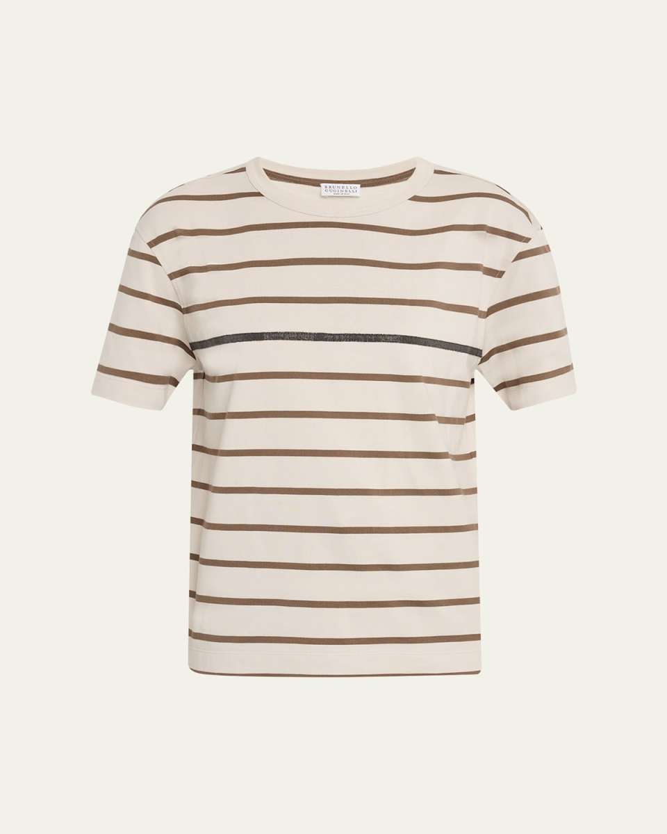 Monili Striped Short-Sleeve Cotton T-Shirt